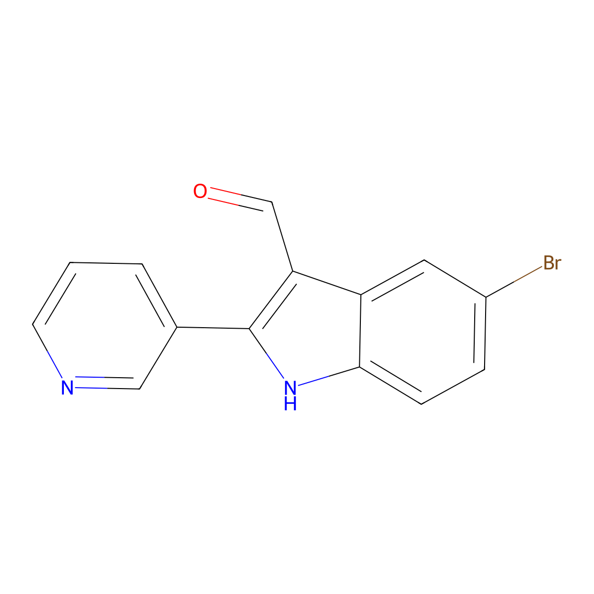 5-Bromo-2-(pyridin-3-yl)-1H-indole-3-carbaldehyde molecular structure, CAS 587828-41-9