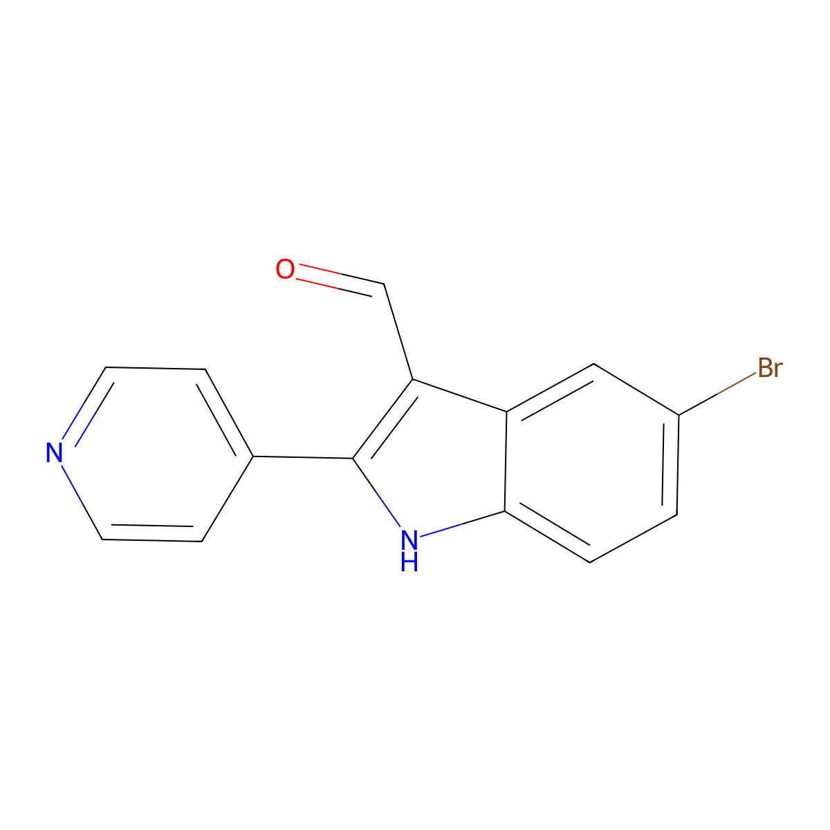 5-Bromo-2-(pyridin-4-yl)-1H-indole-3-carbaldehyde molecular structure, CAS 587828-42-0