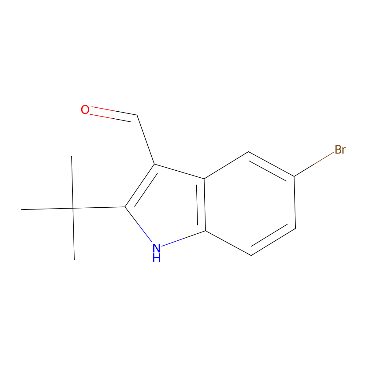 5-bromo-2-tert-butyl-1H-indole-3-carbaldehyde molecular structure, CAS 587828-65-7