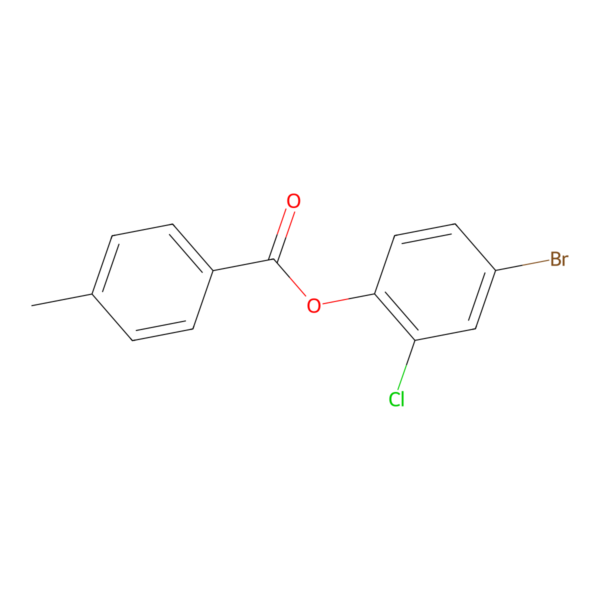 4-Bromo-2-chlorophenyl 4-methylbenzoate molecular structure, CAS 587841-24-5