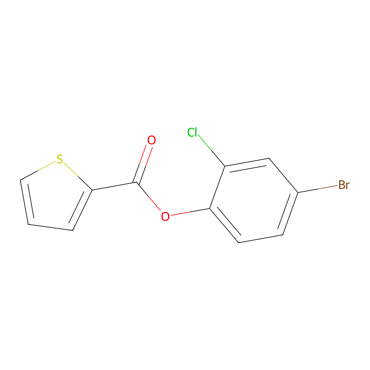 4-Bromo-2-chlorophenyl 2-thiophenecarboxylate molecular structure, CAS 587841-30-3