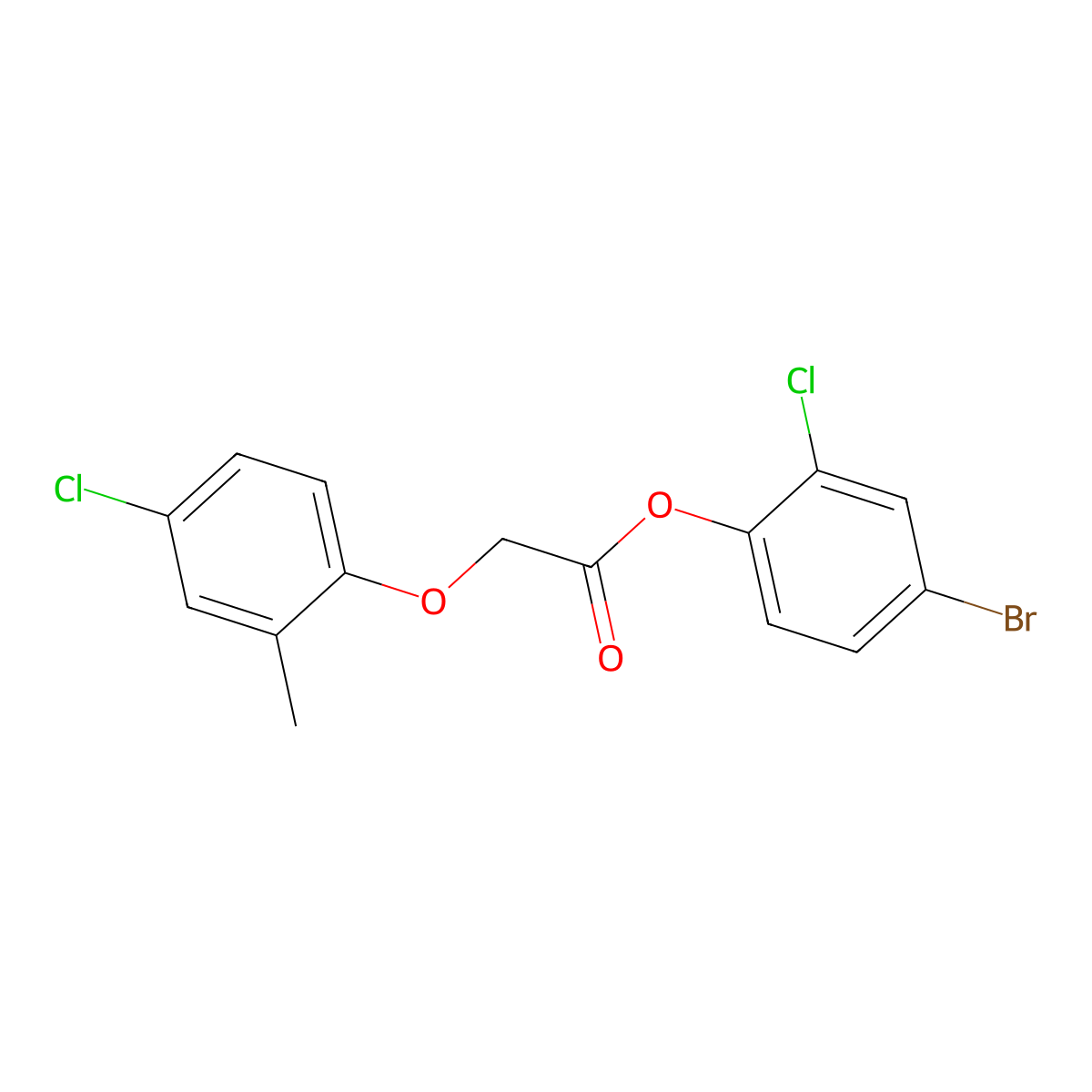 4-Bromo-2-chlorophenyl (4-chloro-2-methylphenoxy)acetate molecular structure, CAS 587841-37-0