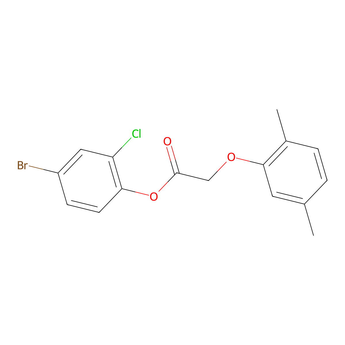 4-Bromo-2-chlorophenyl (2,5-dimethylphenoxy)acetate molecular structure, CAS 587841-39-2