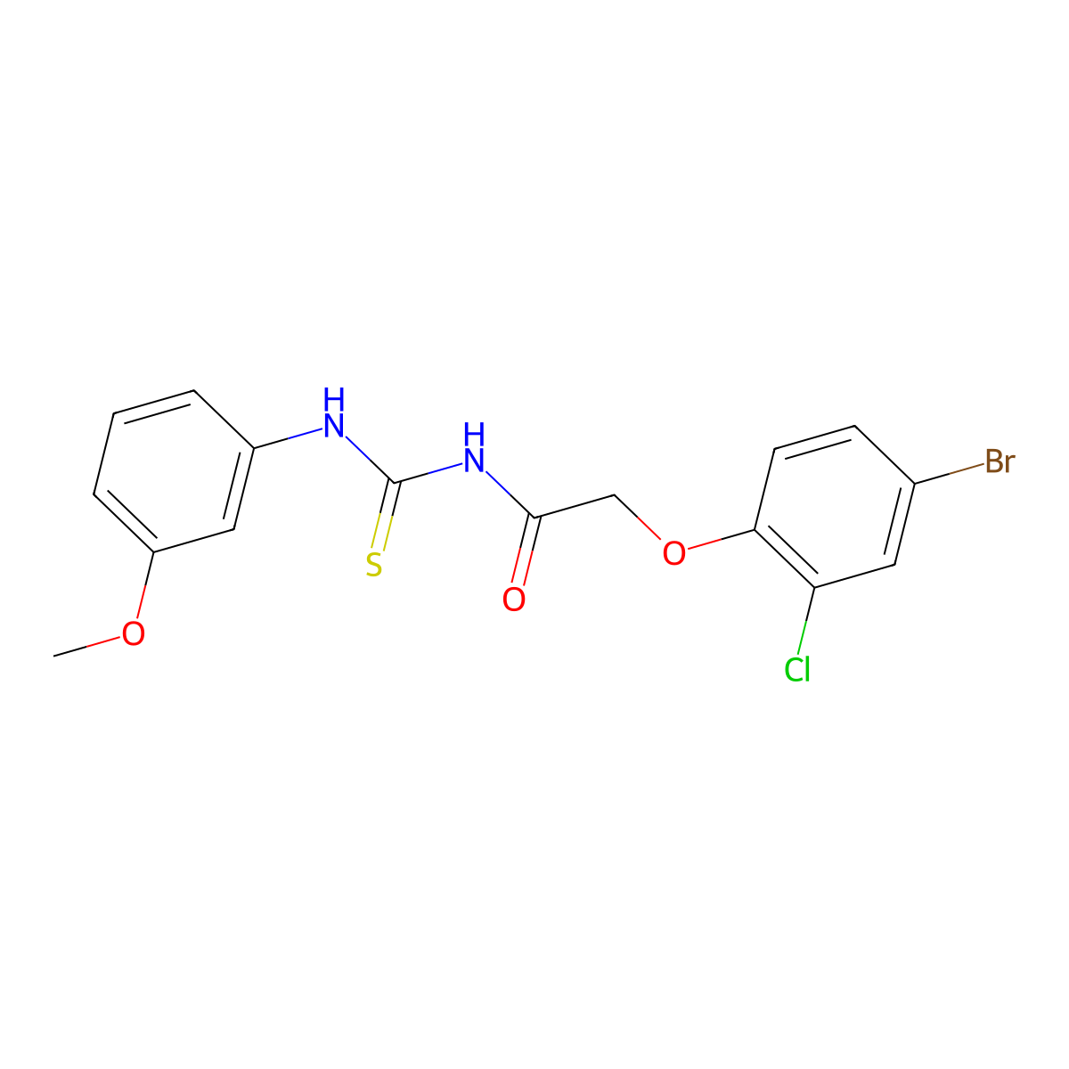 2-(4-bromo-2-chlorophenoxy)-N-[(3-methoxyphenyl)carbamothioyl]acetamide molecular structure, CAS 587841-74-5
