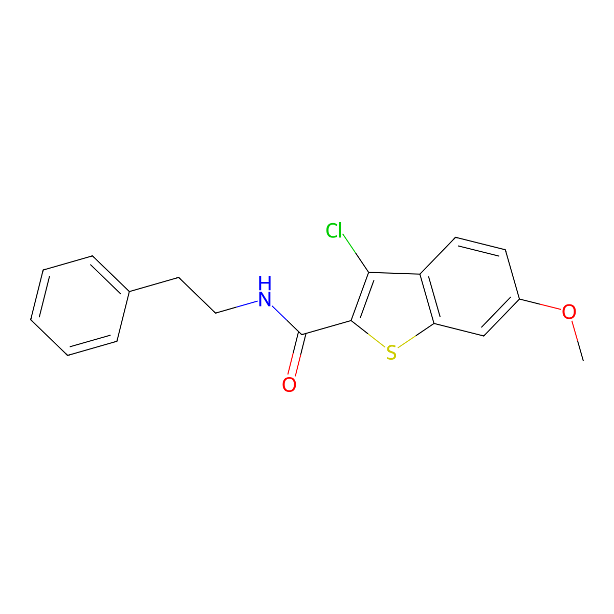 3-chloro-6-methoxy-N-(2-phenylethyl)-1-benzothiophene-2-carboxamide molecular structure, CAS 587842-32-8