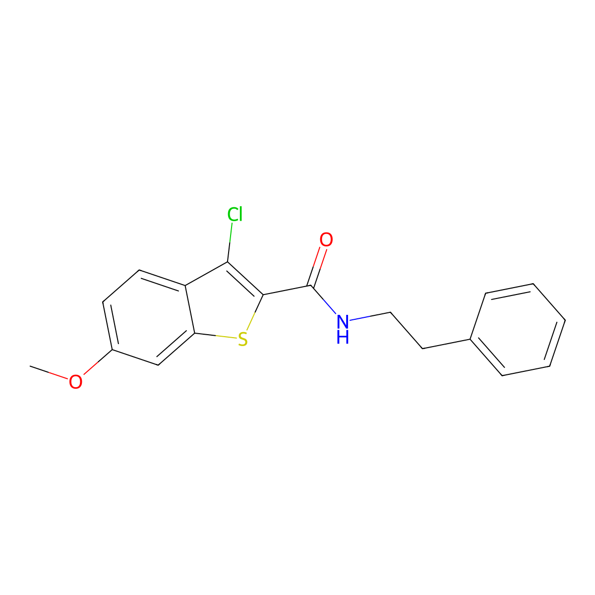 3-chloro-6-methoxy-N-(2-phenylethyl)-1-benzothiophene-2-carboxamide molecular structure, CAS 587842-32-8