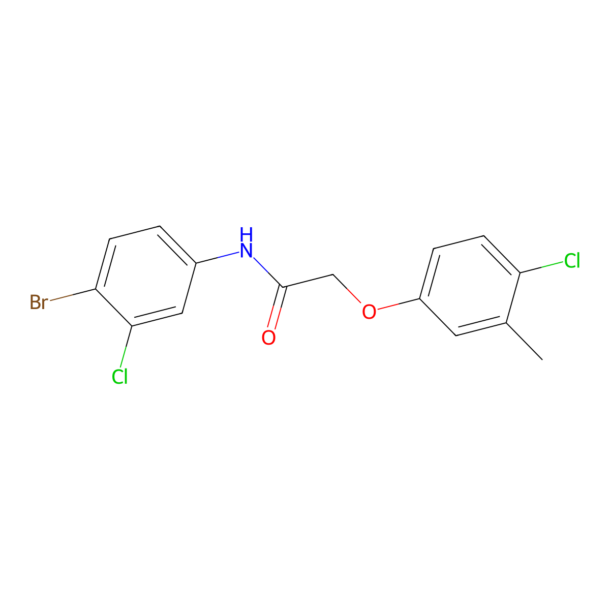 N-(4-bromo-3-chlorophenyl)-2-(4-chloro-3-methylphenoxy)acetamide molecular structure, CAS 587842-63-5