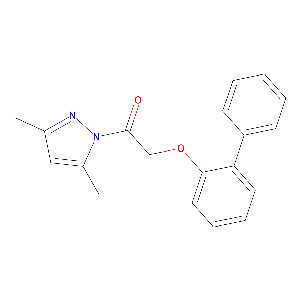 1-(3,5-Dimethylpyrazol-1-yl)-2-(2-phenylphenoxy)ethanone molecular structure, CAS 587842-70-4