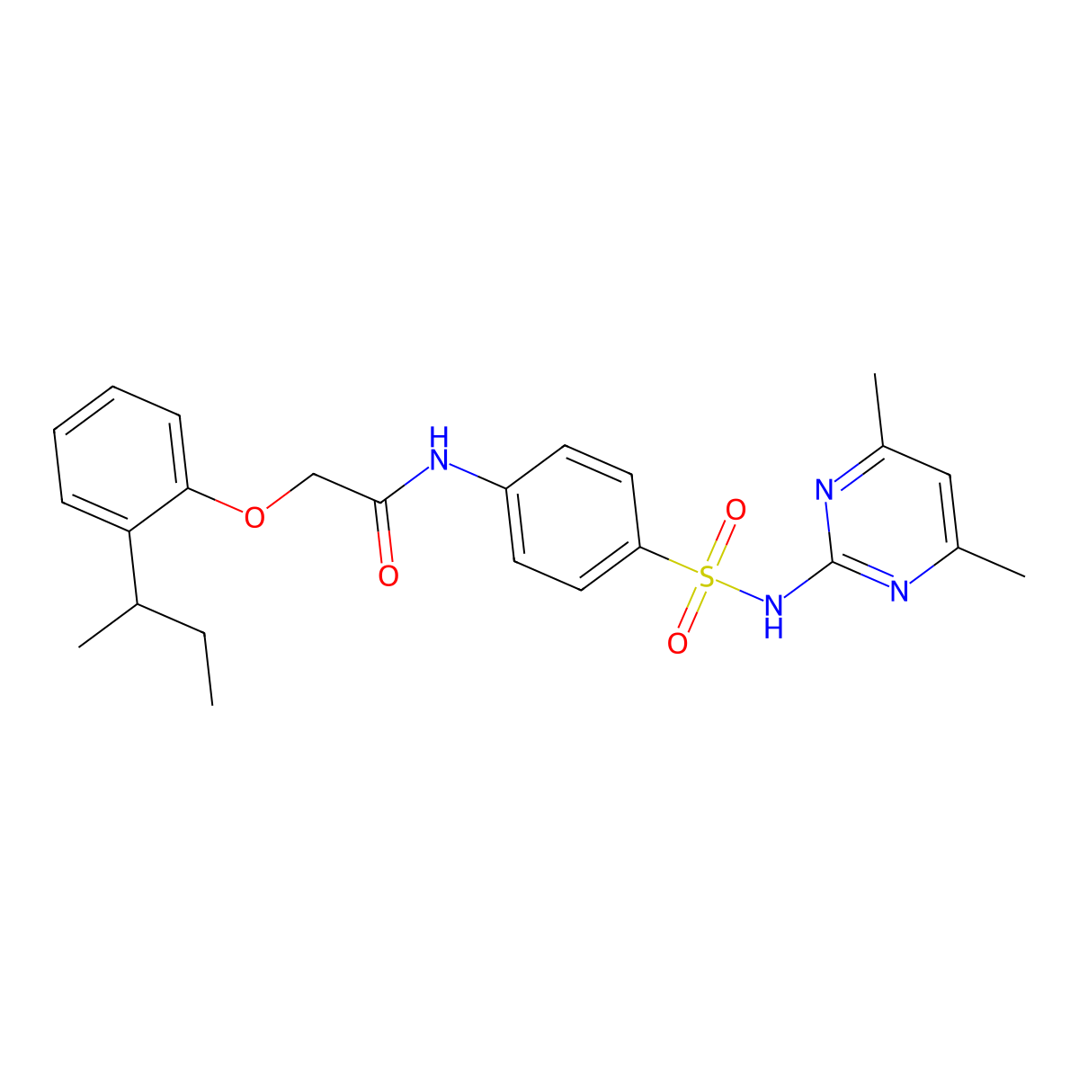2-(2-sec-butylphenoxy)-N-(4-{[(4,6-dimethyl-2-pyrimidinyl)amino]sulfonyl}phenyl)acetamide molecular structure, CAS 587842-78-2
