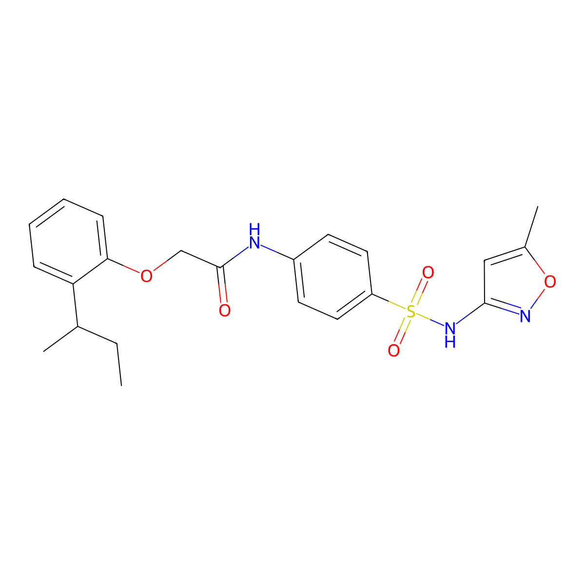 2-(2-sec-butylphenoxy)-N-(4-{[(5-methyl-3-isoxazolyl)amino]sulfonyl}phenyl)acetamide molecular structure, CAS 587842-79-3
