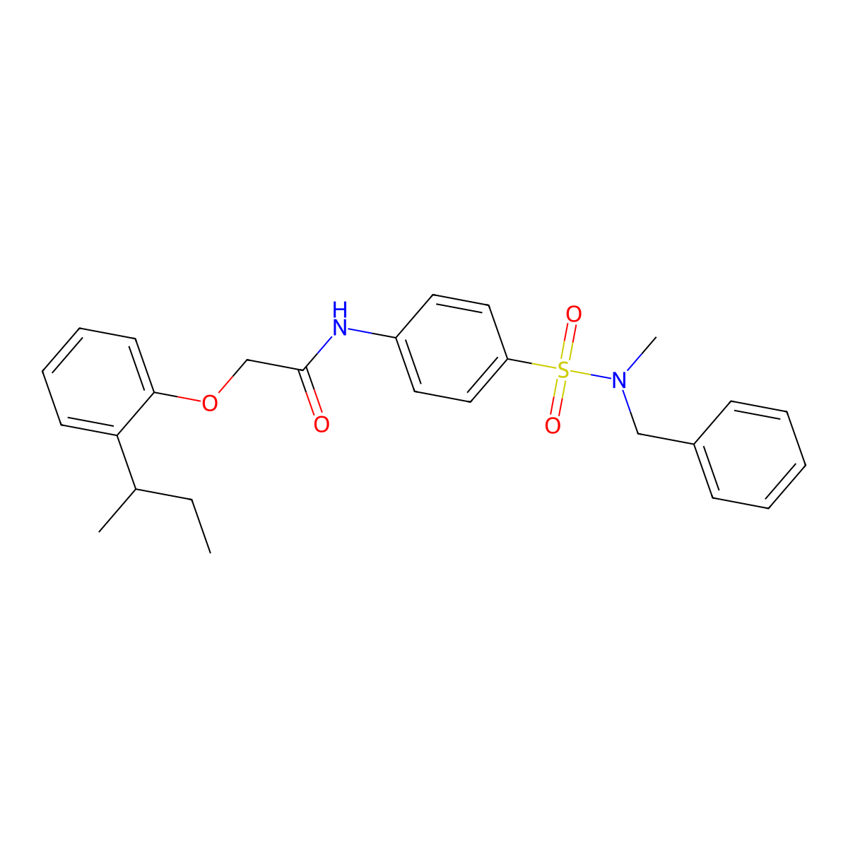 N-(4-{[benzyl(methyl)amino]sulfonyl}phenyl)-2-(2-sec-butylphenoxy)acetamide molecular structure, CAS 587842-82-8