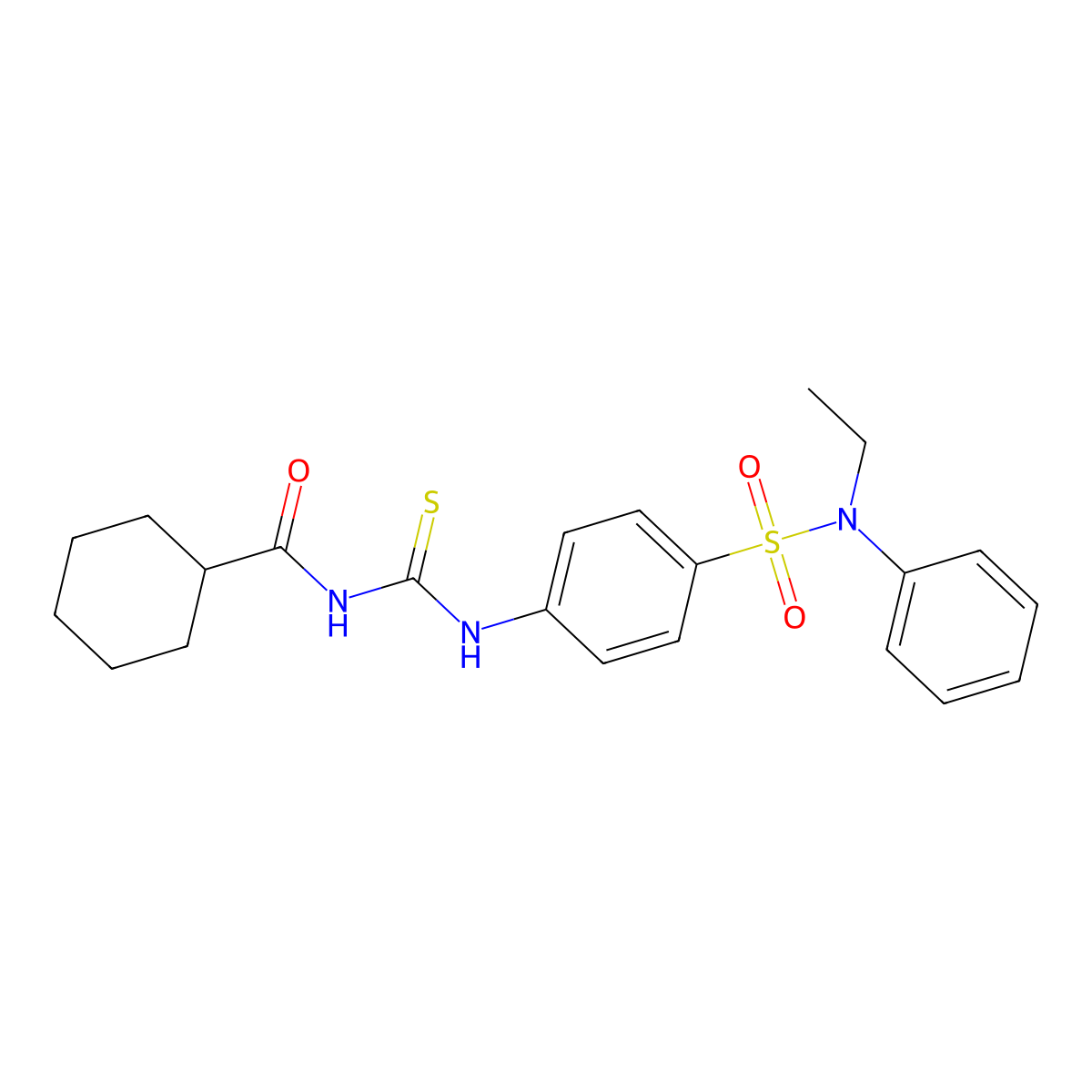 N-[[4-[ethyl(phenyl)sulfamoyl]phenyl]carbamothioyl]cyclohexanecarboxamide molecular structure, CAS 587843-05-8