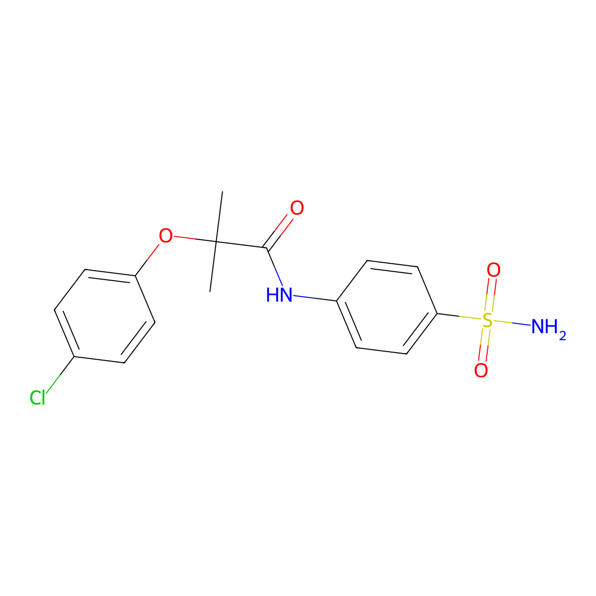 2-(4-chlorophenoxy)-2-methyl-N-(4-sulfamoylphenyl)propanamide molecular structure, CAS 587843-10-5