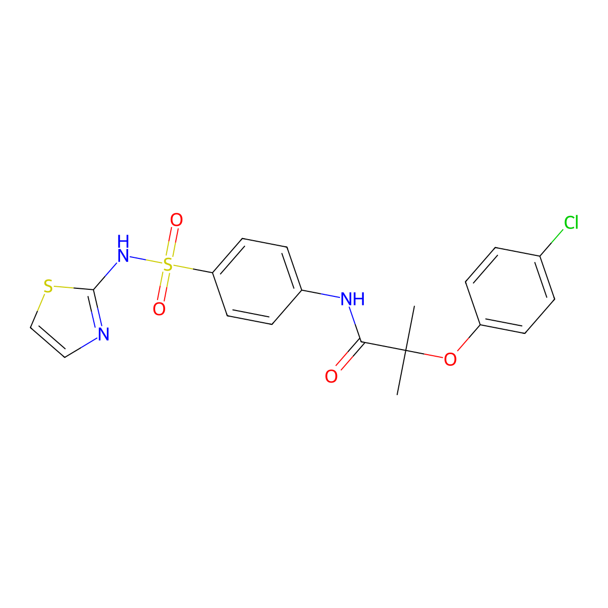 2-(4-Chlorophenoxy)-2-methyl-N-(4-(N-(thiazol-2-yl)sulfamoyl)phenyl)propanamide molecular structure, CAS 587843-16-1