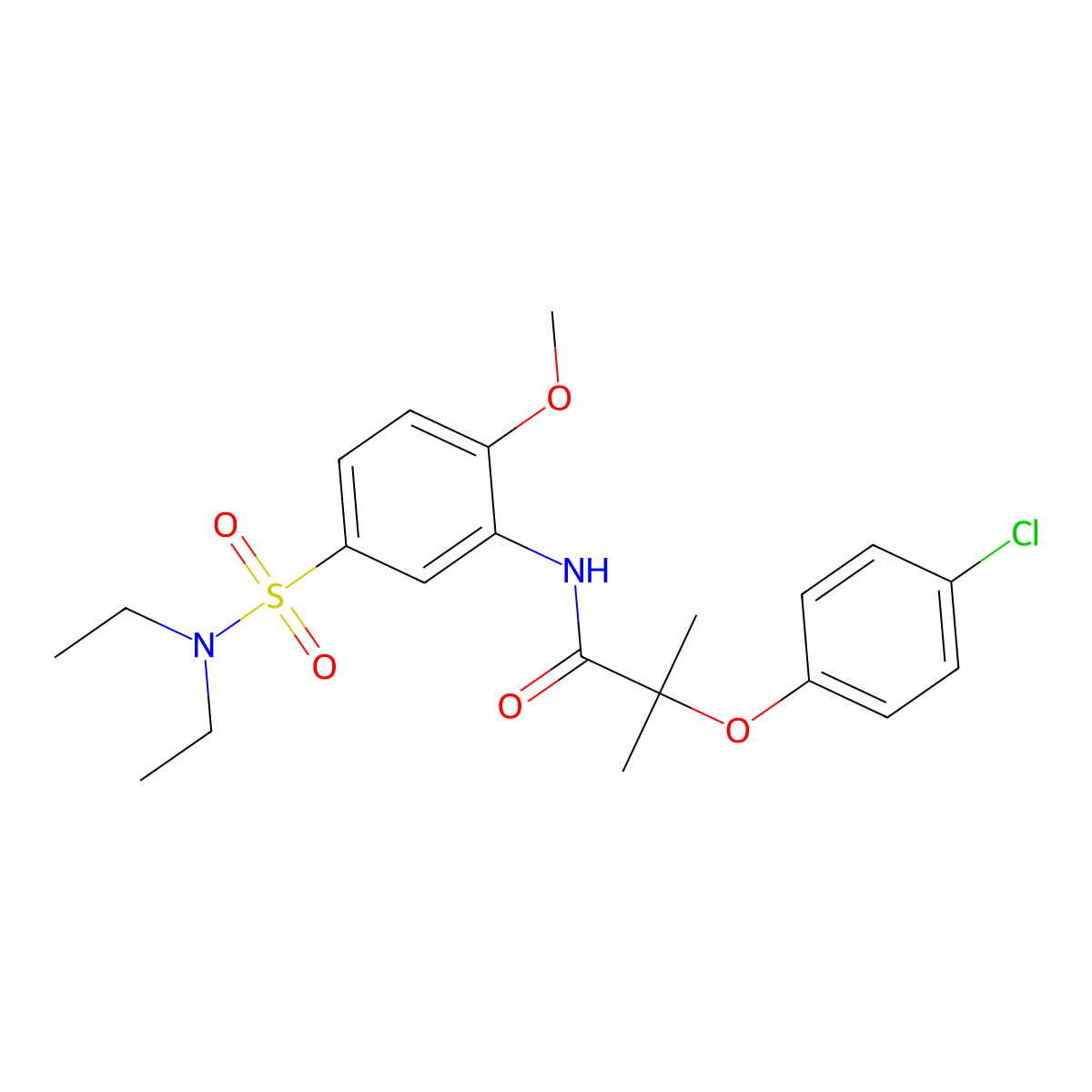 2-(4-chlorophenoxy)-N-[5-(diethylsulfamoyl)-2-methoxyphenyl]-2-methylpropanamide molecular structure, CAS 587843-18-3