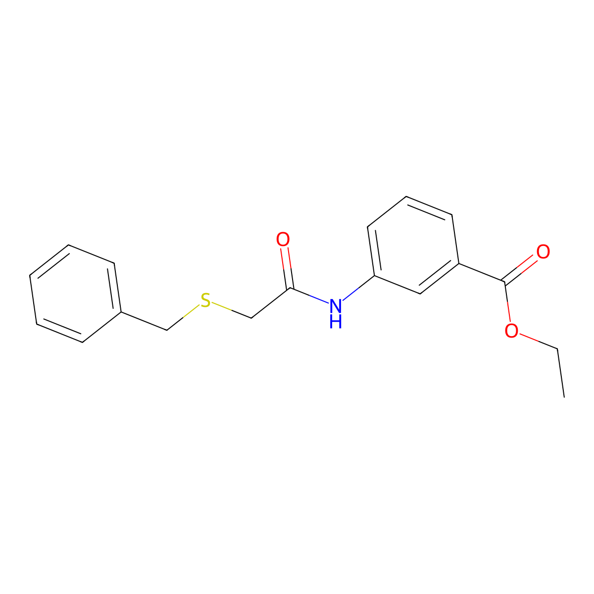 Ethyl 3-{[(benzylsulfanyl)acetyl]amino}benzoate molecular structure, CAS 587843-48-9