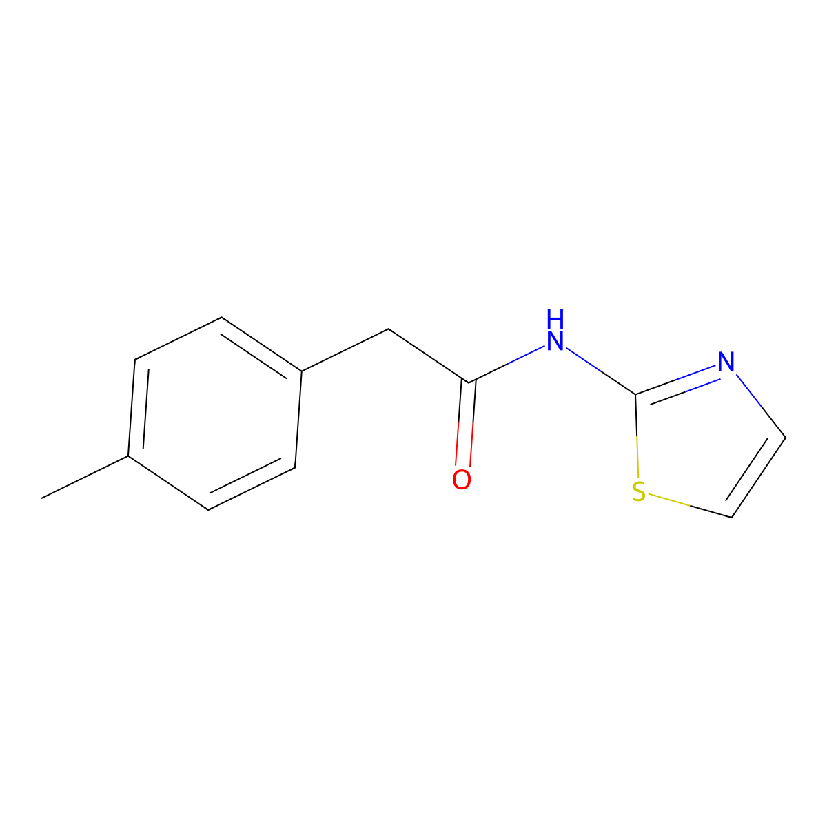 2-(4-methylphenyl)-N-(1,3-thiazol-2-yl)acetamide molecular structure, CAS 587843-69-4