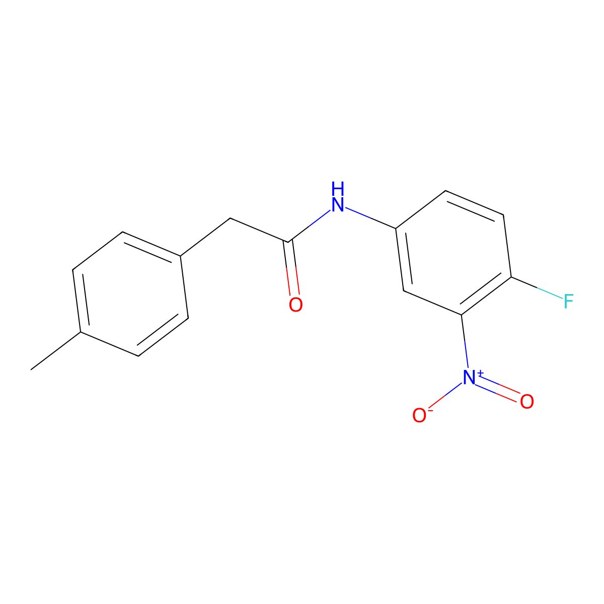 N-(4-fluoro-3-nitrophenyl)-2-(4-methylphenyl)acetamide molecular structure, CAS 587843-79-6