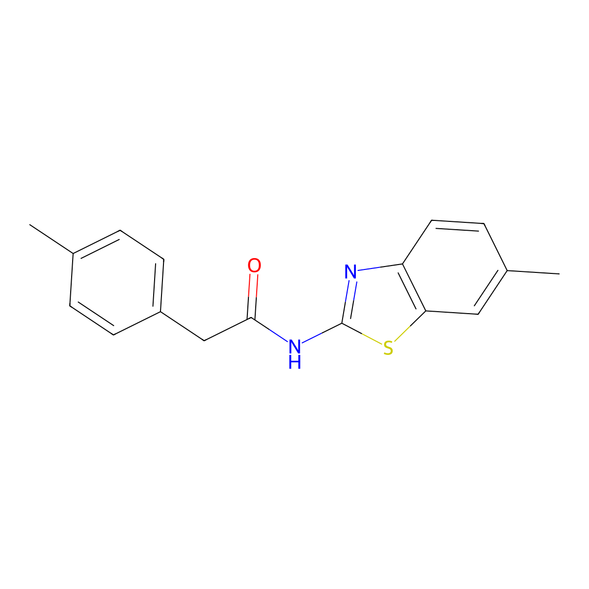 N-(6-methyl-1,3-benzothiazol-2-yl)-2-(4-methylphenyl)acetamide molecular structure, CAS 587843-90-1