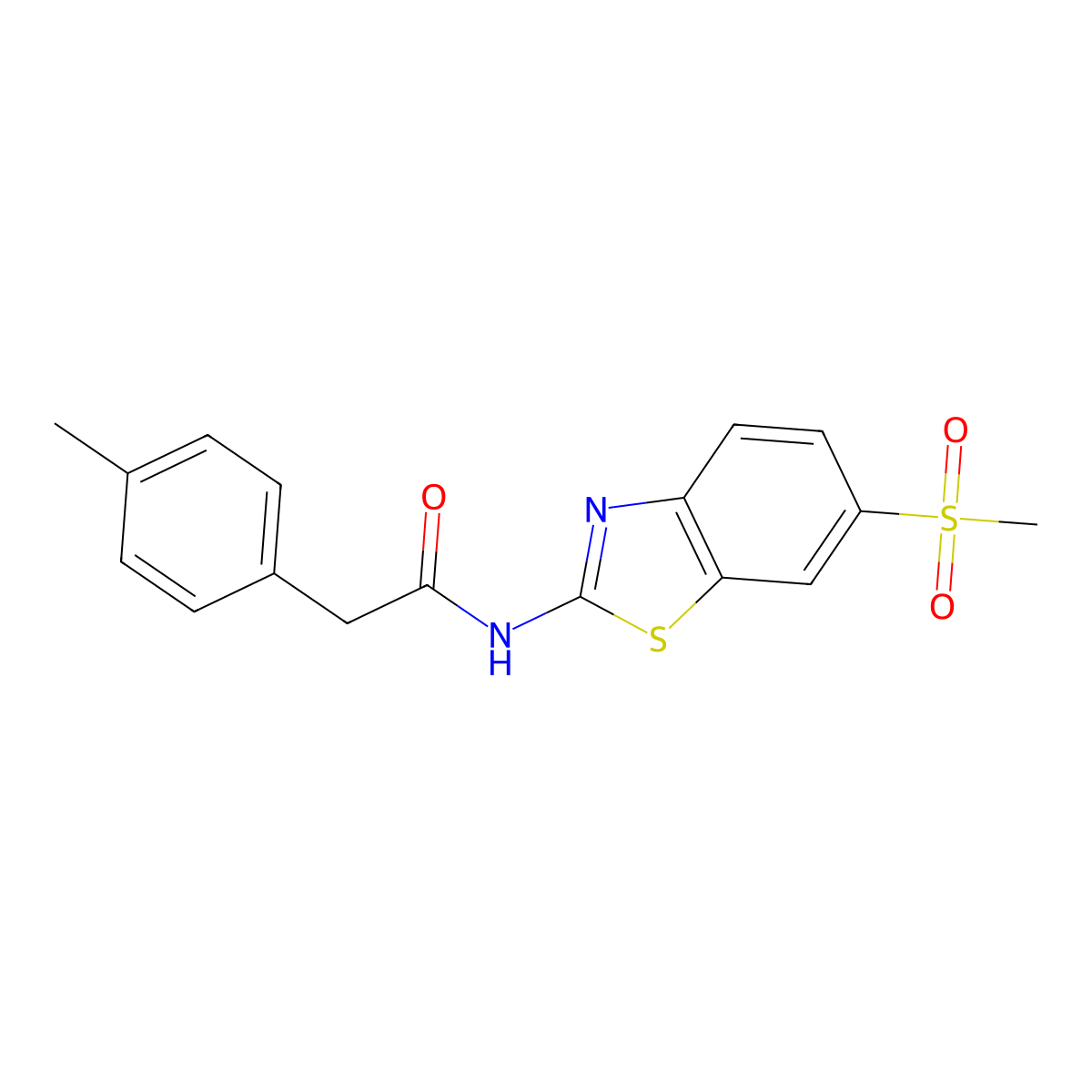 2-(4-methylphenyl)-N-(6-methylsulfonyl-1,3-benzothiazol-2-yl)acetamide molecular structure, CAS 587843-92-3