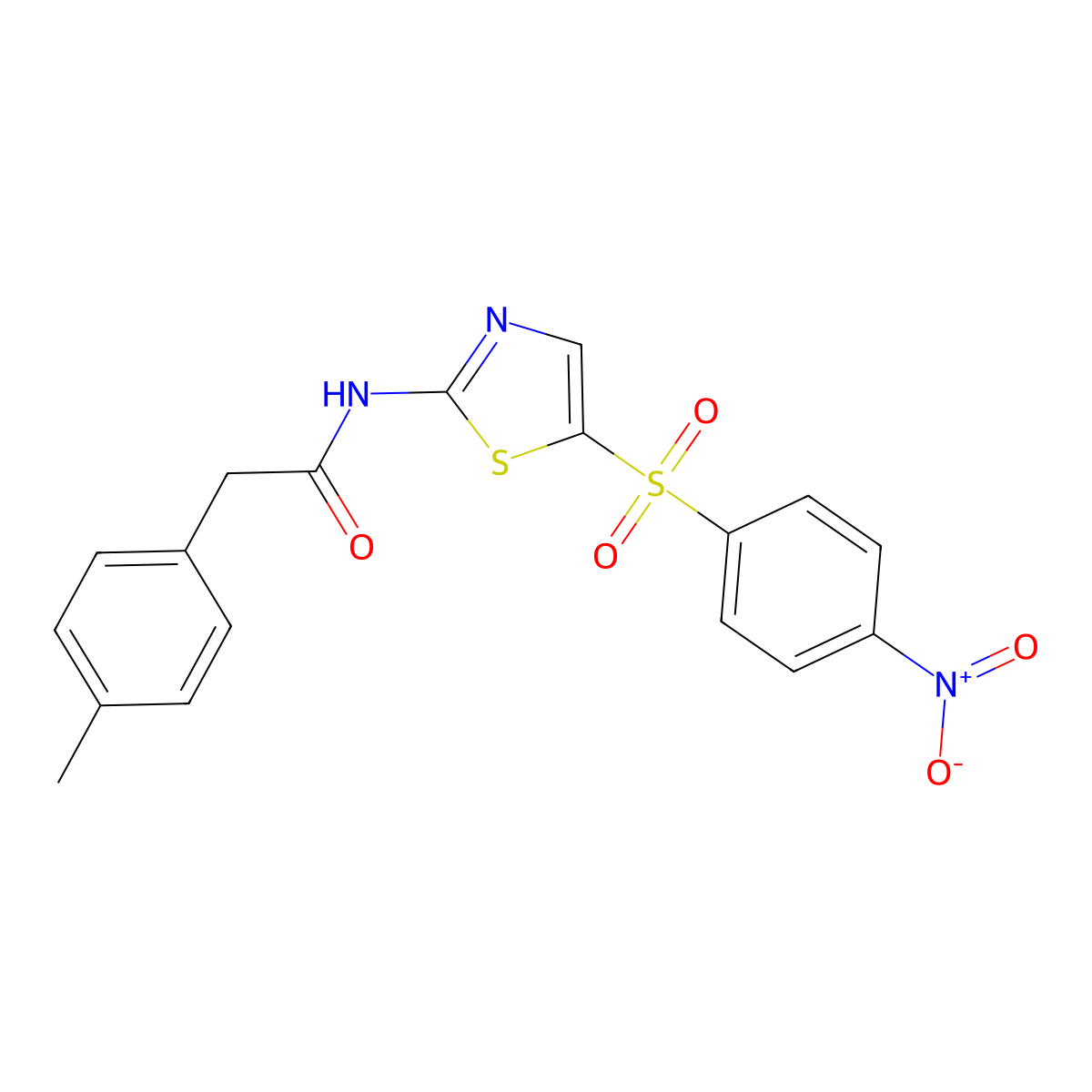 2-(4-methylphenyl)-N-[5-(4-nitrophenyl)sulfonyl-1,3-thiazol-2-yl]acetamide molecular structure, CAS 587843-93-4
