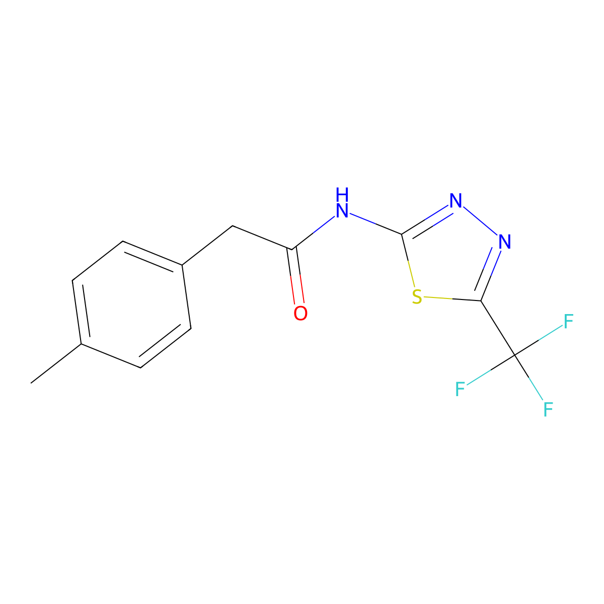 2-(4-methylphenyl)-N-[5-(trifluoromethyl)-1,3,4-thiadiazol-2-yl]acetamide molecular structure, CAS 587844-07-3