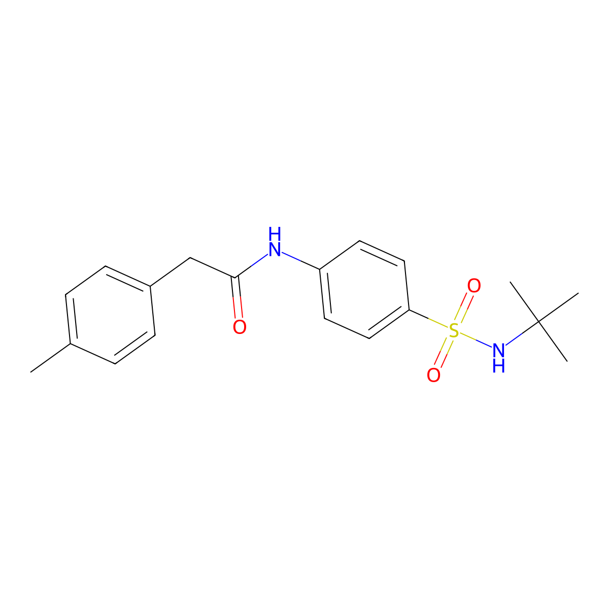 N-[4-(tert-butylsulfamoyl)phenyl]-2-(4-methylphenyl)acetamide molecular structure, CAS 587844-13-1