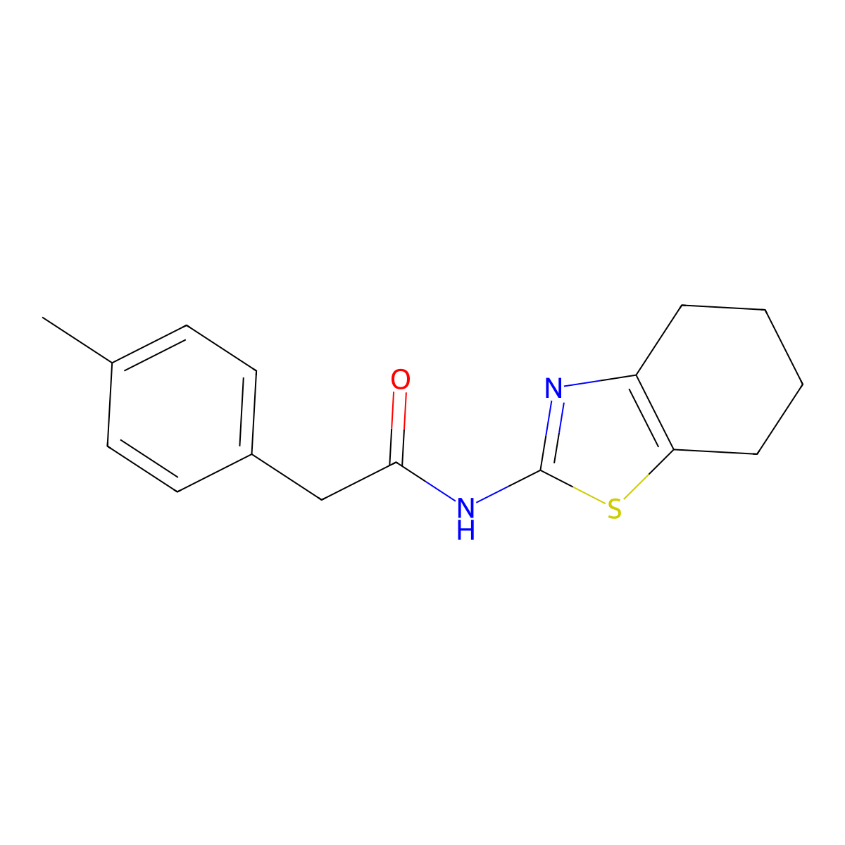 2-(4-methylphenyl)-N-(4,5,6,7-tetrahydro-1,3-benzothiazol-2-yl)acetamide molecular structure, CAS 587844-15-3