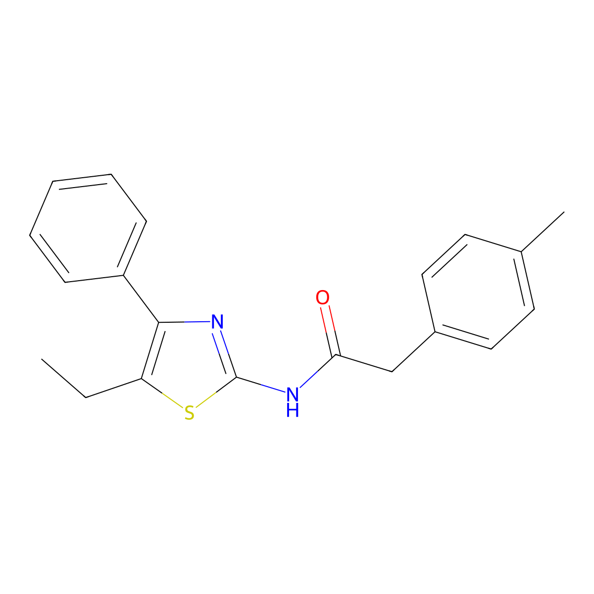 N-(5-ethyl-4-phenyl-1,3-thiazol-2-yl)-2-(4-methylphenyl)acetamide molecular structure, CAS 587844-21-1