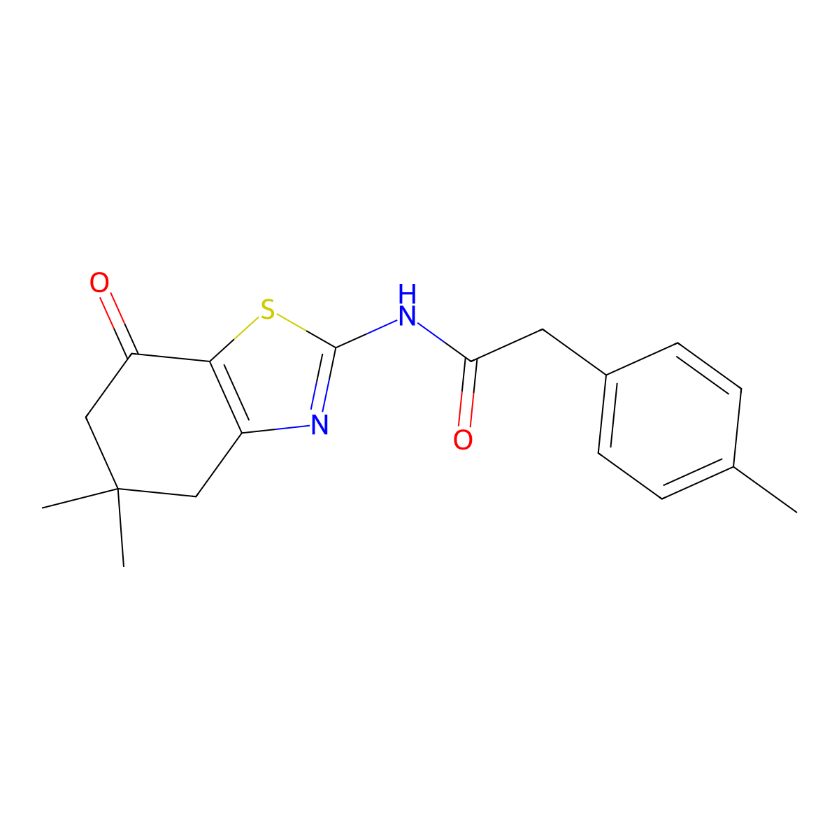 N-(5,5-dimethyl-7-oxo-4,5,6,7-tetrahydro-1,3-benzothiazol-2-yl)-2-(4-methylphenyl)acetamide molecular structure, CAS 587844-23-3
