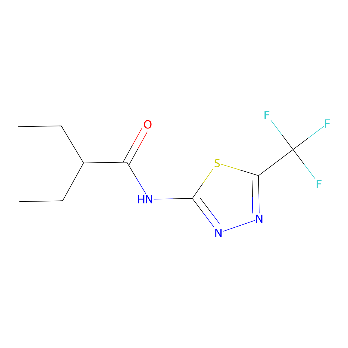 2-ethyl-N-[5-(trifluoromethyl)-1,3,4-thiadiazol-2-yl]butanamide molecular structure, CAS 587844-45-9