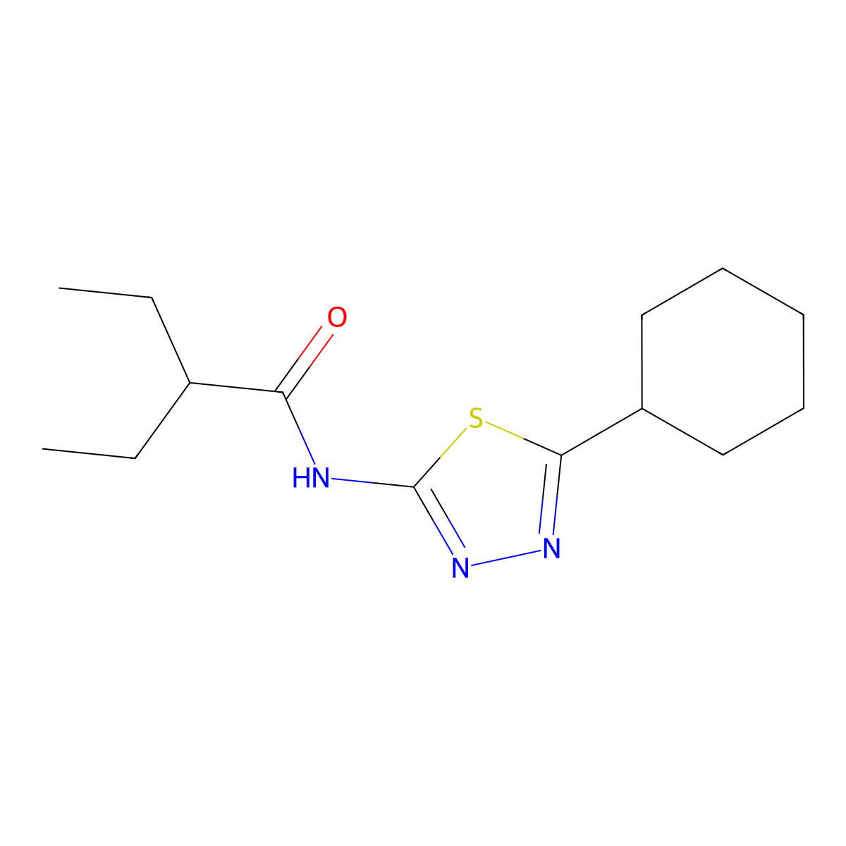 N-(5-cyclohexyl-1,3,4-thiadiazol-2-yl)-2-ethylbutanamide molecular structure, CAS 587844-51-7