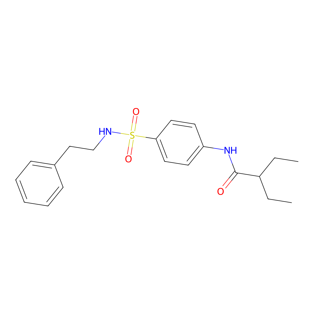 2-ethyl-N-{4-[(2-phenylethyl)sulfamoyl]phenyl}butanamide molecular structure, CAS 587844-54-0