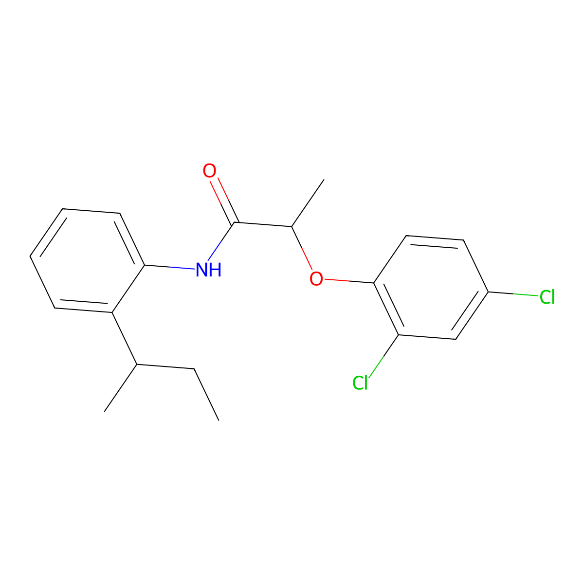 N-(2-sec-butylphenyl)-2-(2,4-dichlorophenoxy)propanamide molecular structure, CAS 587844-69-7