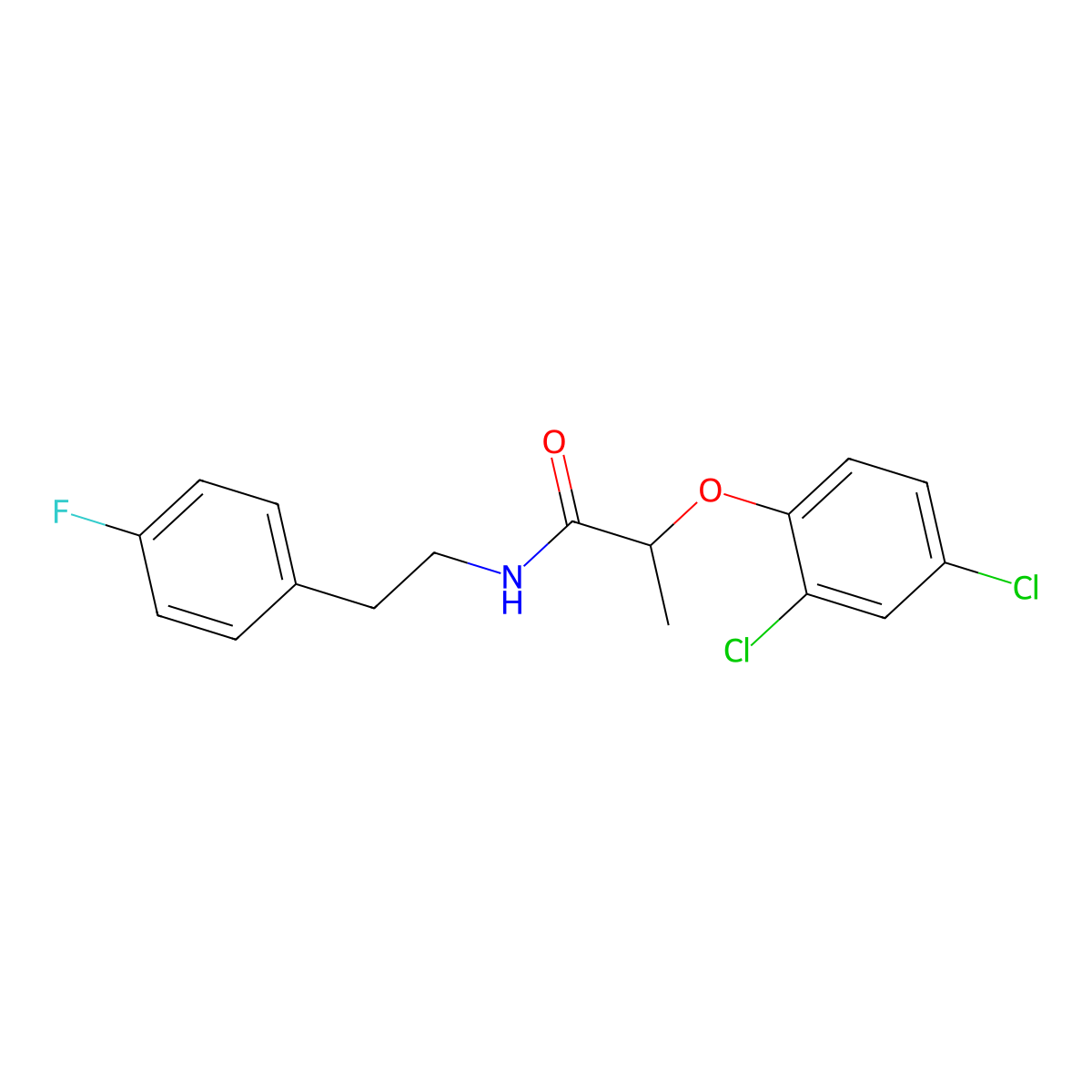 2-(2,4-dichlorophenoxy)-N-[2-(4-fluorophenyl)ethyl]propanamide molecular structure, CAS 587844-70-0