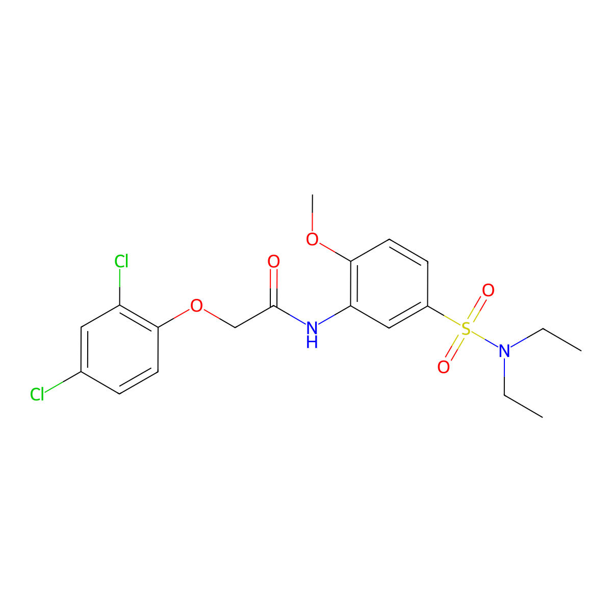 2-(2,4-dichlorophenoxy)-N-[5-(diethylsulfamoyl)-2-methoxyphenyl]acetamide molecular structure, CAS 587844-82-4