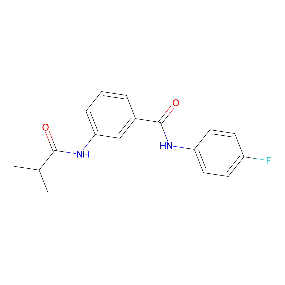 N-(4-fluorophenyl)-3-(2-methylpropanoylamino)benzamide molecular structure, CAS 587845-91-8