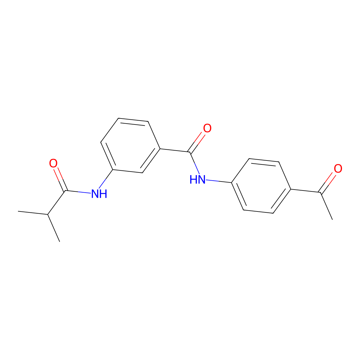 N-(4-acetylphenyl)-3-(2-methylpropanoylamino)benzamide molecular structure, CAS 587845-95-2