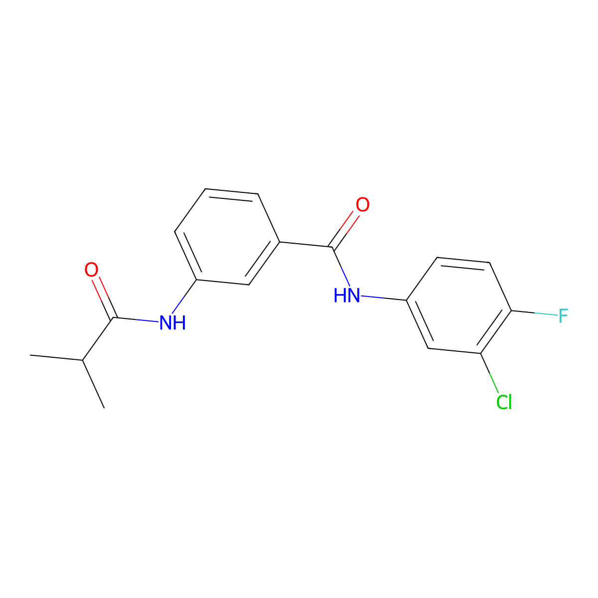 N-(3-chloro-4-fluorophenyl)-3-(2-methylpropanoylamino)benzamide molecular structure, CAS 587846-03-5