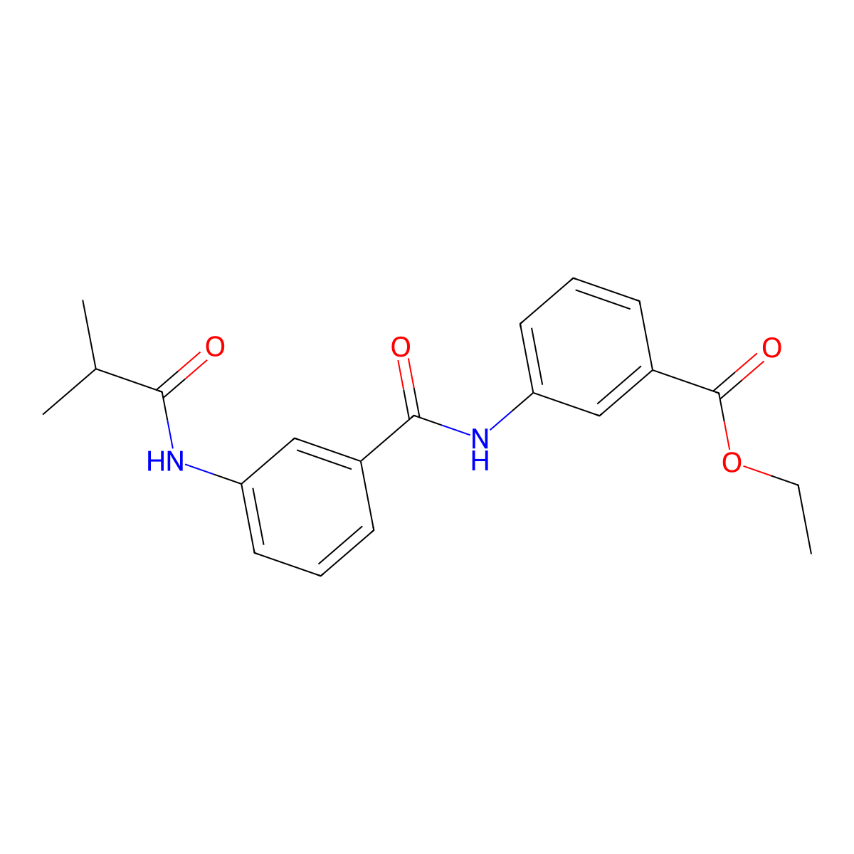 Ethyl 3-{[3-(2-methylpropanoylamino)phenyl]carbonylamino}benzoate molecular structure, CAS 587846-12-6