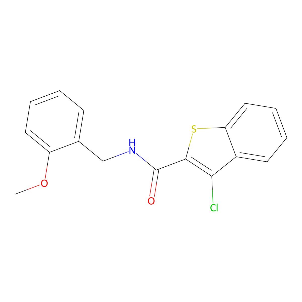 3-chloro-N-[(2-methoxyphenyl)methyl]-1-benzothiophene-2-carboxamide molecular structure, CAS 587846-13-7