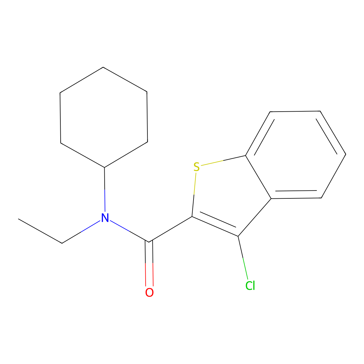 3-chloro-N-cyclohexyl-N-ethyl-1-benzothiophene-2-carboxamide molecular structure, CAS 587846-15-9