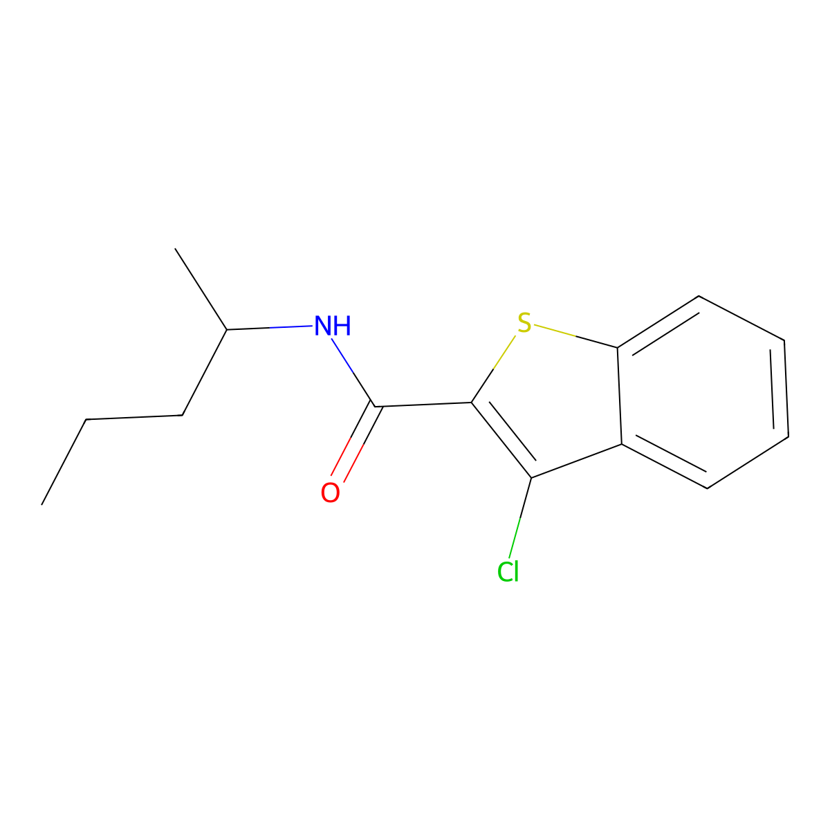 3-chloro-N-pentan-2-yl-1-benzothiophene-2-carboxamide molecular structure, CAS 587846-16-0