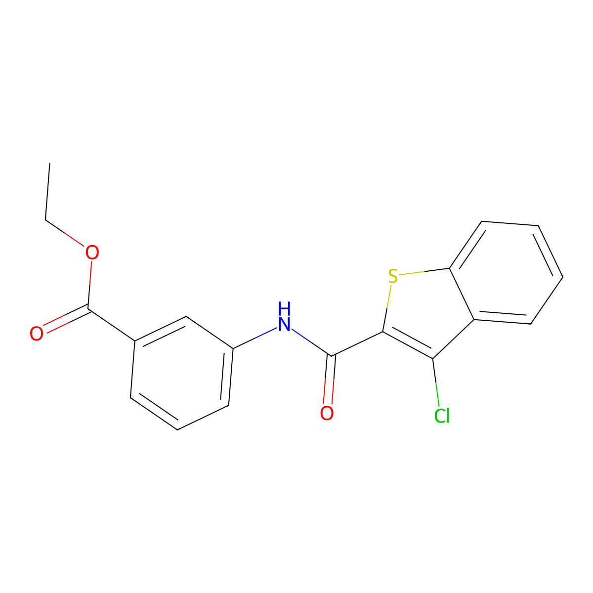 Ethyl 3-[(3-chlorobenzo[b]thiophen-2-yl)carbonylamino]benzoate molecular structure, CAS 587846-17-1