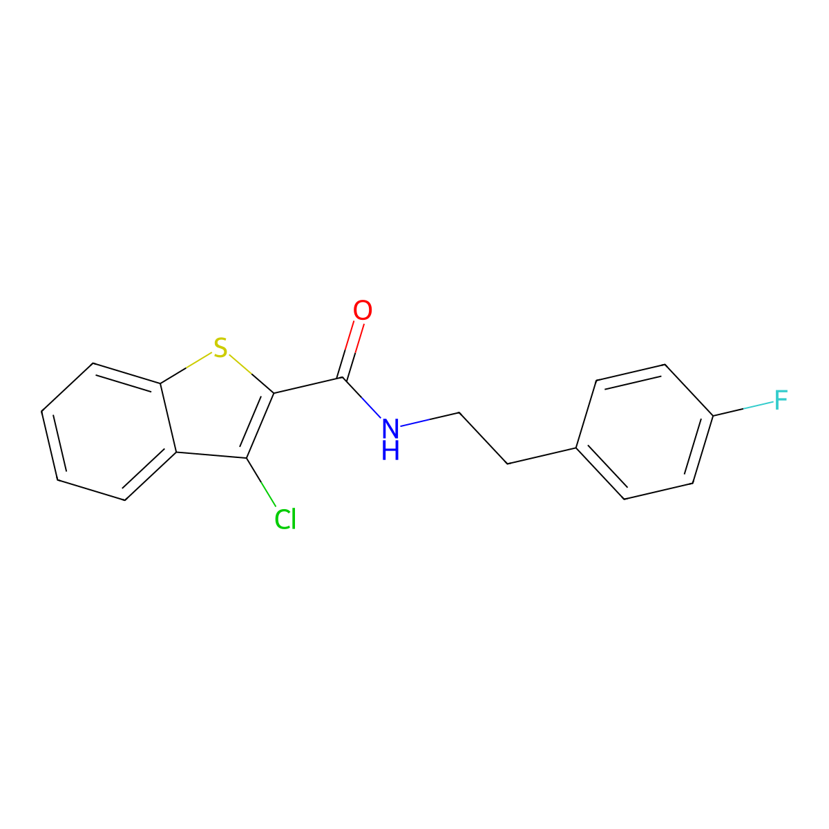 3-chloro-N-[2-(4-fluorophenyl)ethyl]-1-benzothiophene-2-carboxamide molecular structure, CAS 587846-20-6