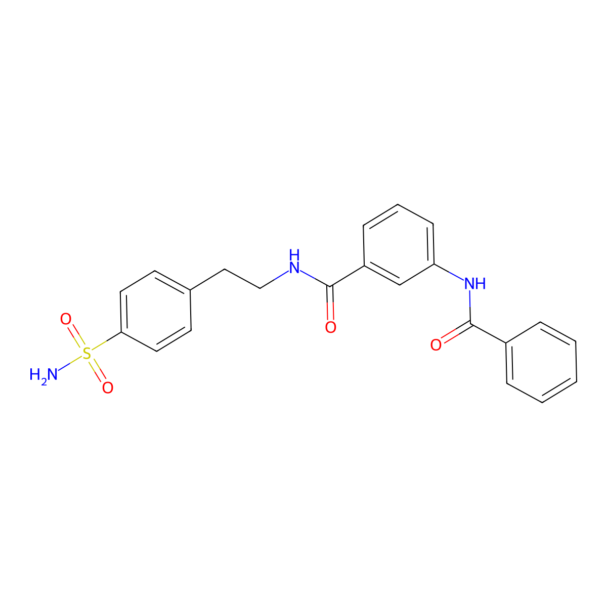 3-benzamido-N-[2-(4-sulfamoylphenyl)ethyl]benzamide molecular structure, CAS 587846-34-2