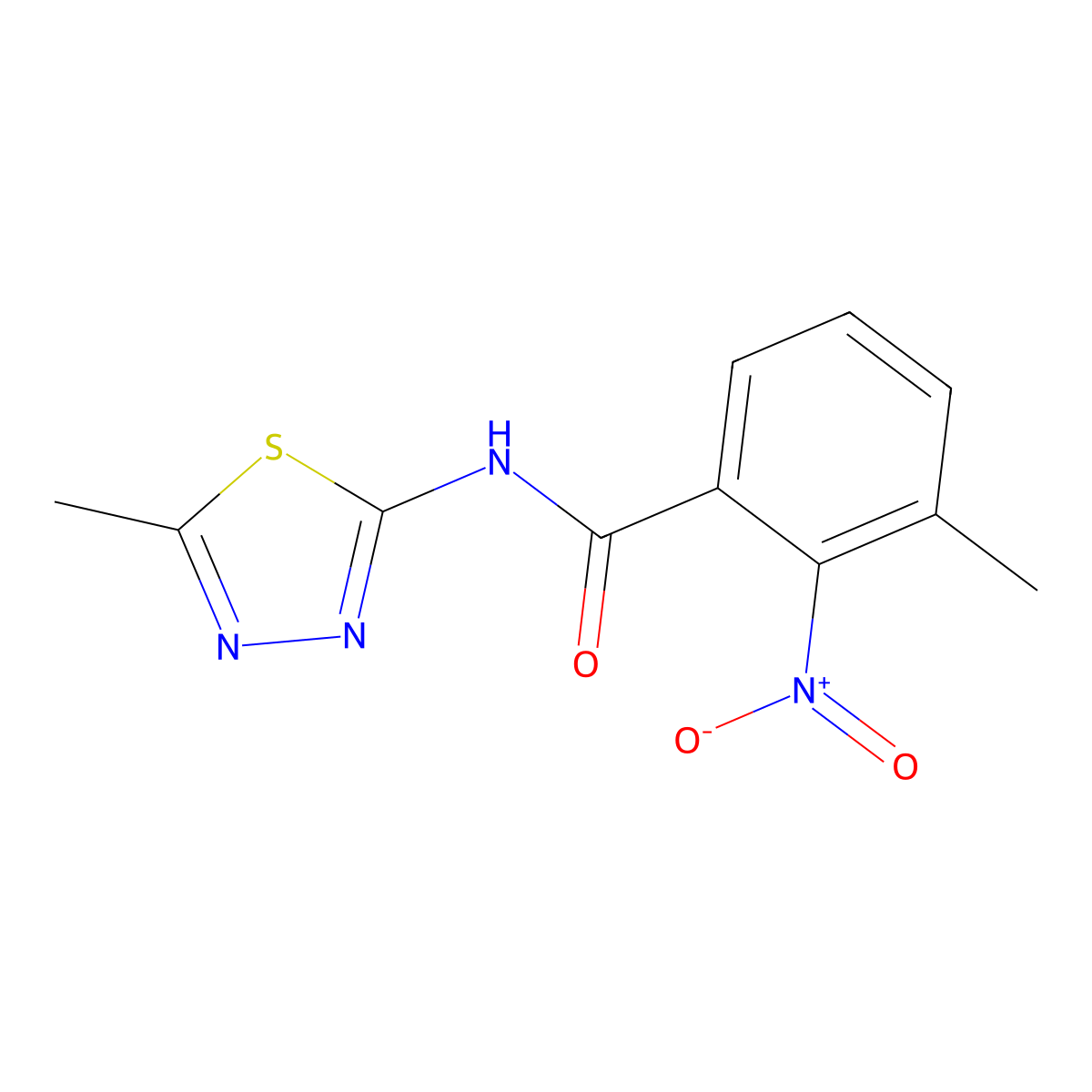 3-methyl-N-(5-methyl-1,3,4-thiadiazol-2-yl)-2-nitrobenzamide molecular structure, CAS 587846-40-0