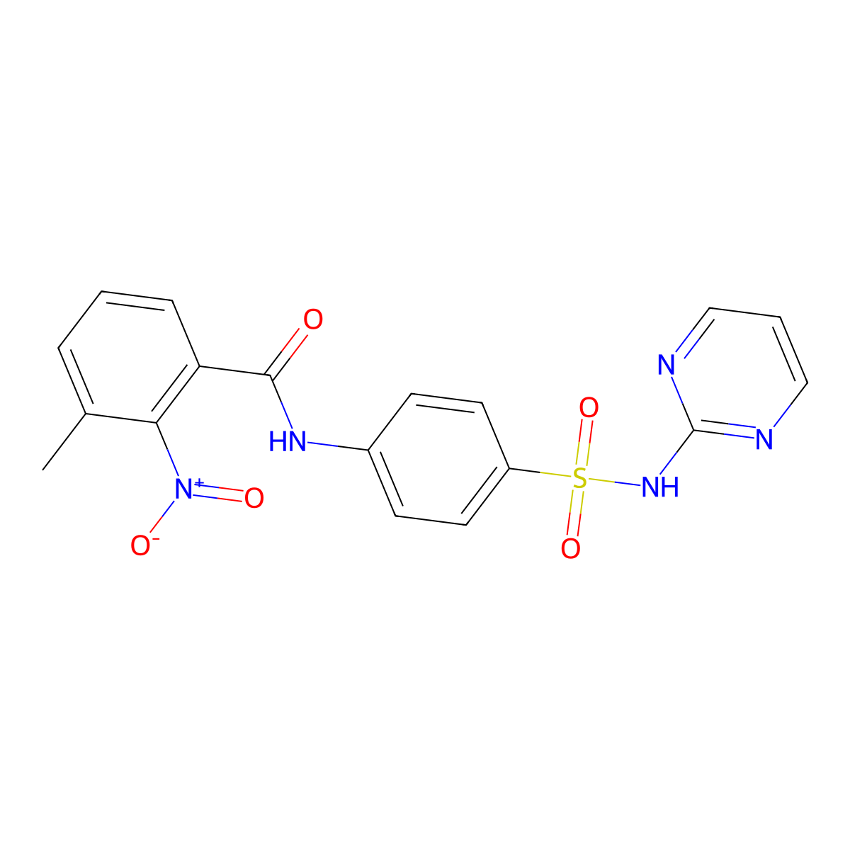 3-methyl-2-nitro-N-[4-(pyrimidin-2-ylsulfamoyl)phenyl]benzamide molecular structure, CAS 587846-46-6
