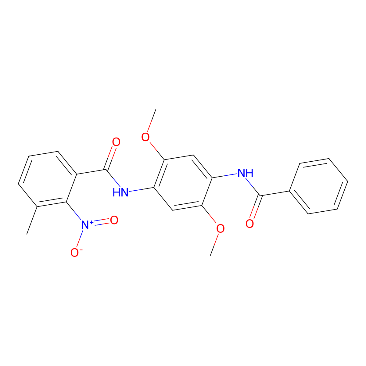 N-(4-benzamido-2,5-dimethoxyphenyl)-3-methyl-2-nitrobenzamide molecular structure, CAS 587846-47-7