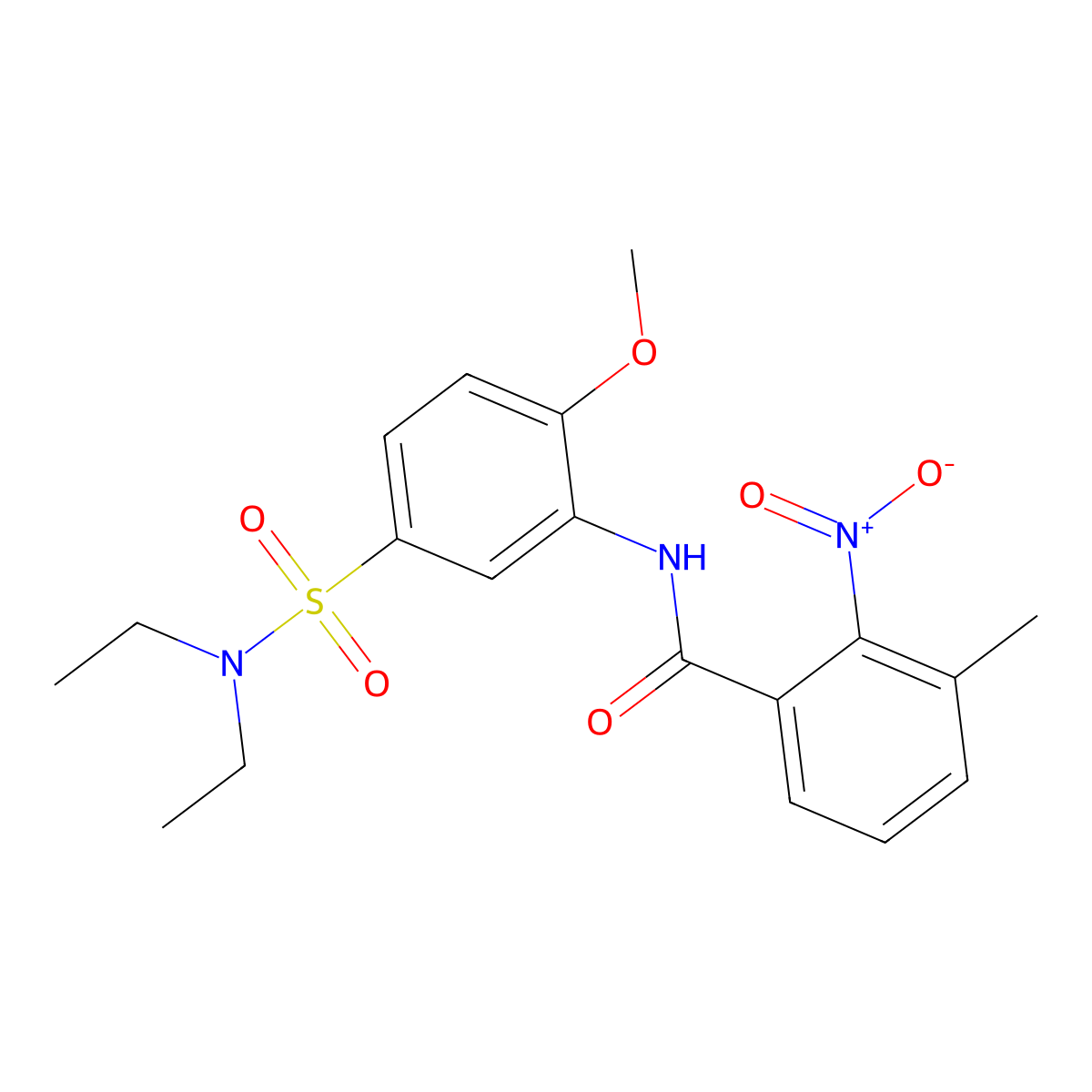 N-[5-(diethylsulfamoyl)-2-methoxyphenyl]-3-methyl-2-nitrobenzamide molecular structure, CAS 587846-51-3